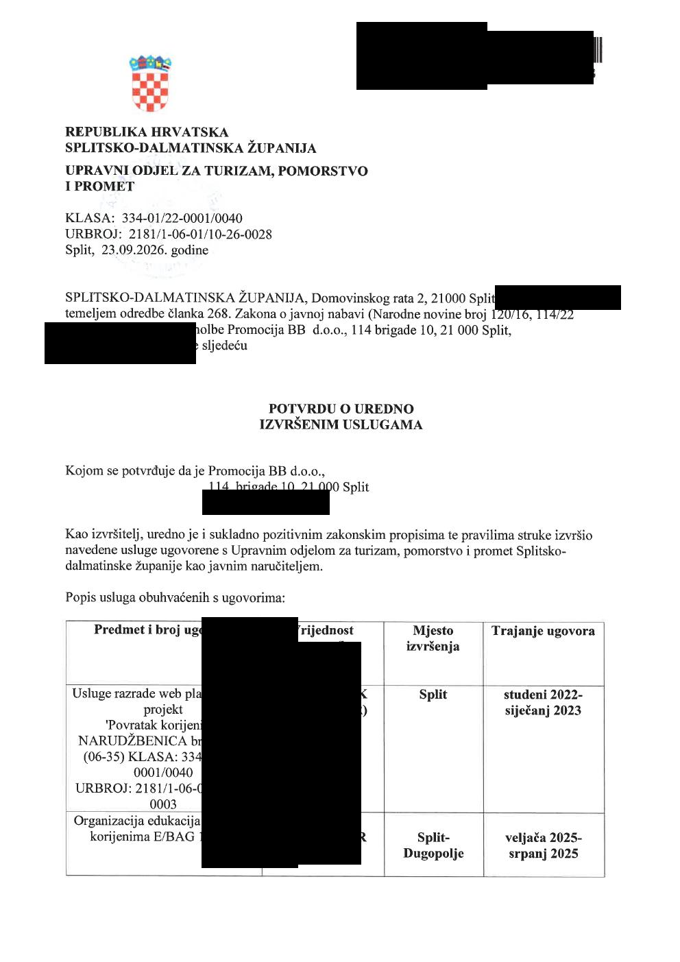 Redigirana potvrda Splitsko-dalmatinske županije za projekt Povratak korijenima